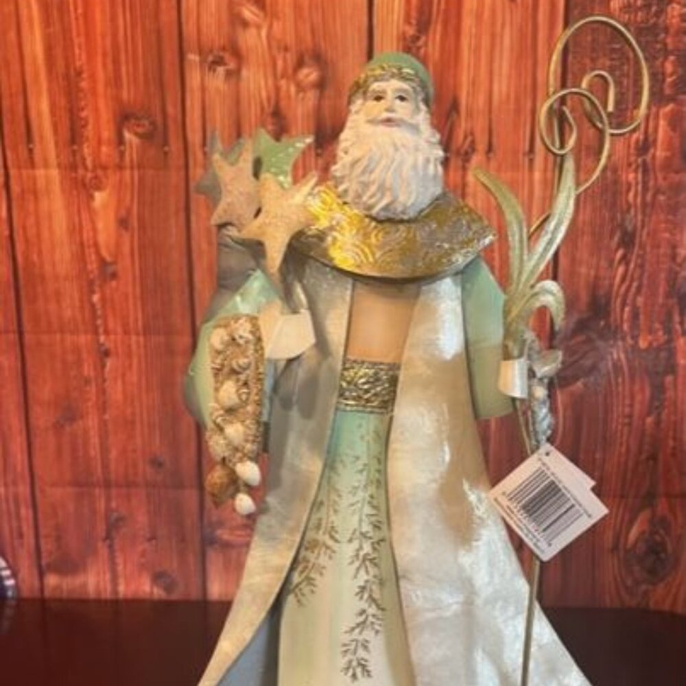 19" Metal Seaside Santa Standing Figure By Beachcombers Coastal Life Christmas‎